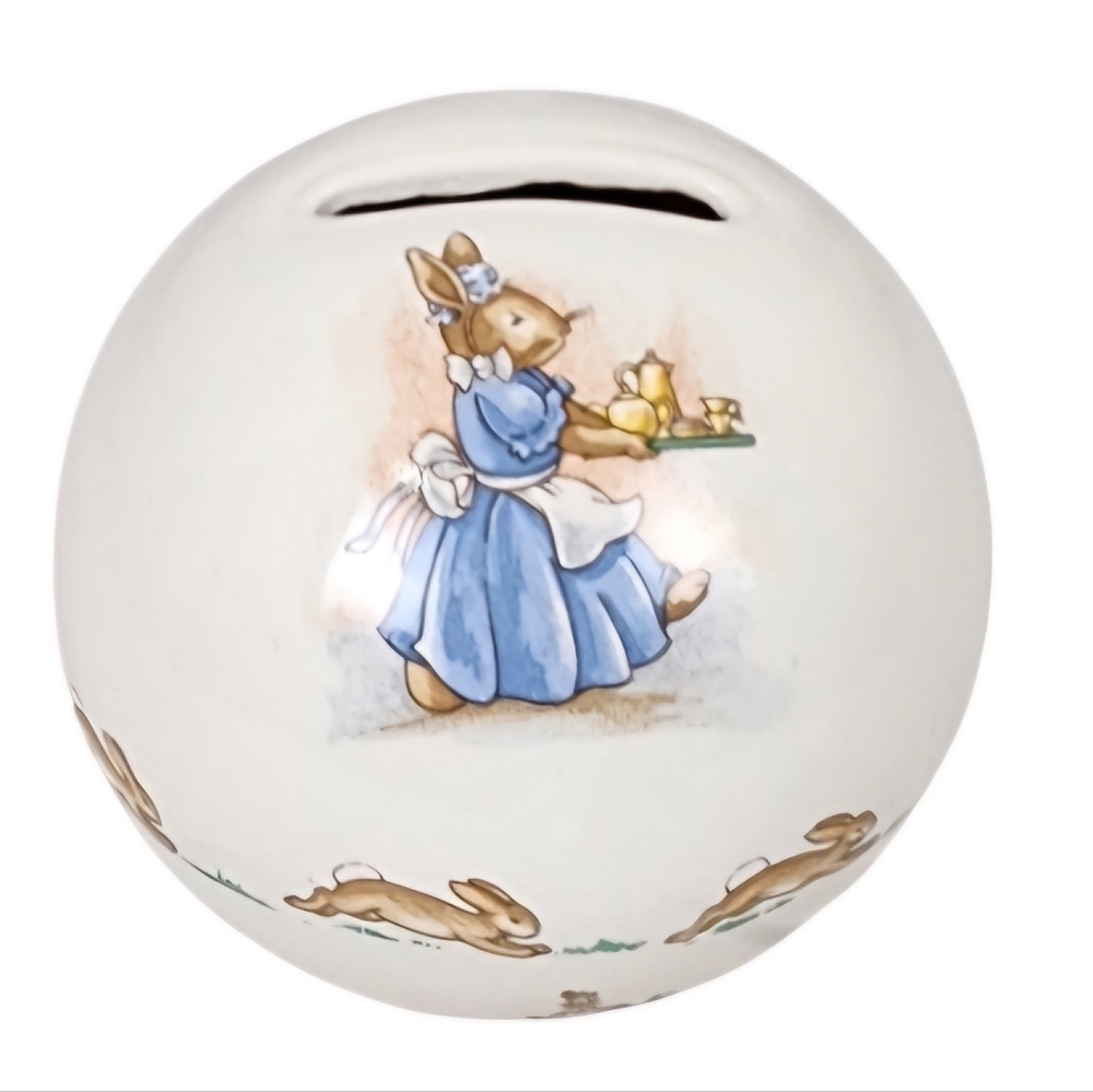 Royal Doulton Bunnykins Money Ball Bank Afternoon Tea Party 3" High